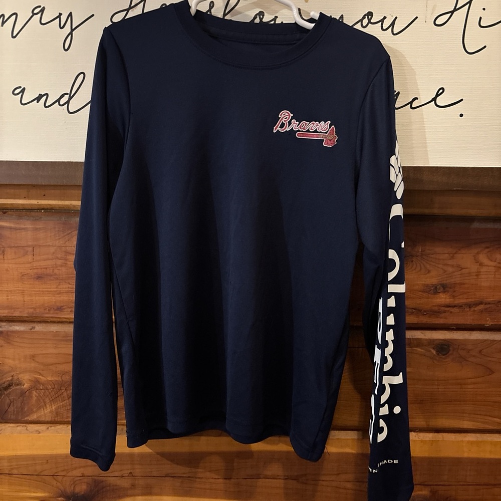 Columbia Kids Long Sleeve Navy Tee with Logo